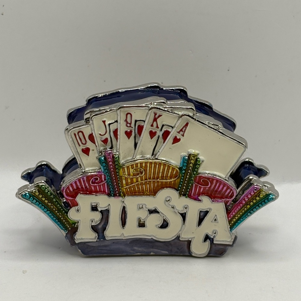Artform Fiesta Royal Flush Las Vegas Trinket Box Cards Enamel Magnetic Lid